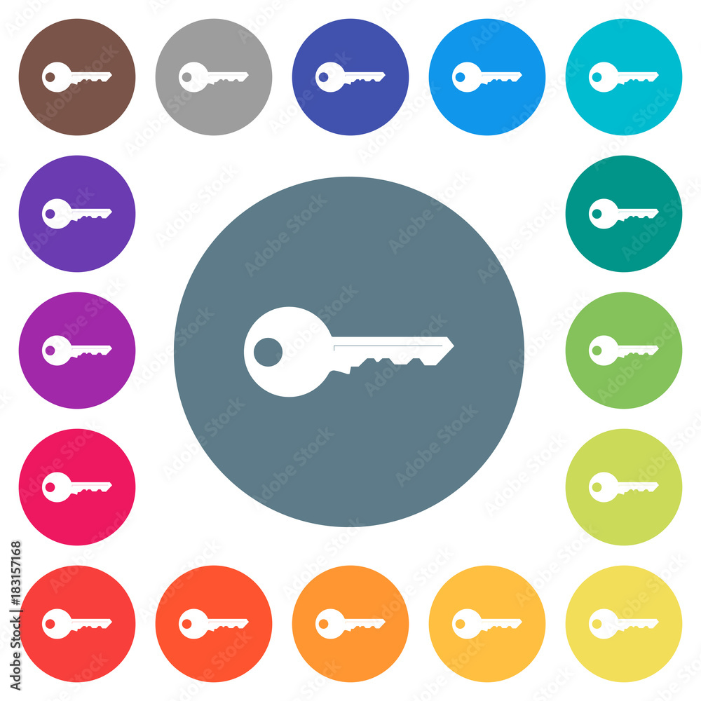 Safety key flat white icons on round color backgrounds Safety key flat white icons on round color backgrounds
