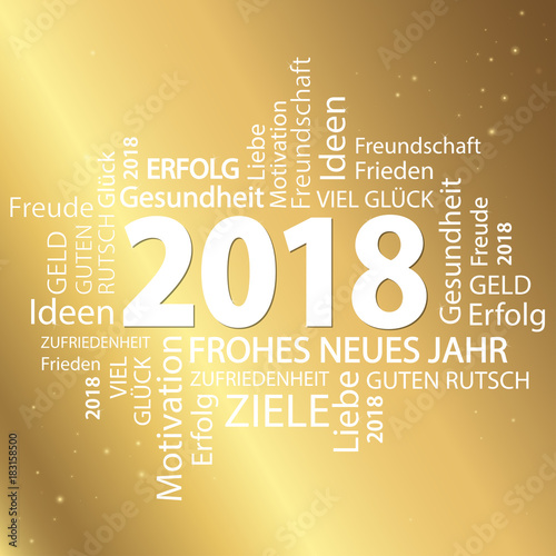 word cloud with new year 2018 greetings
