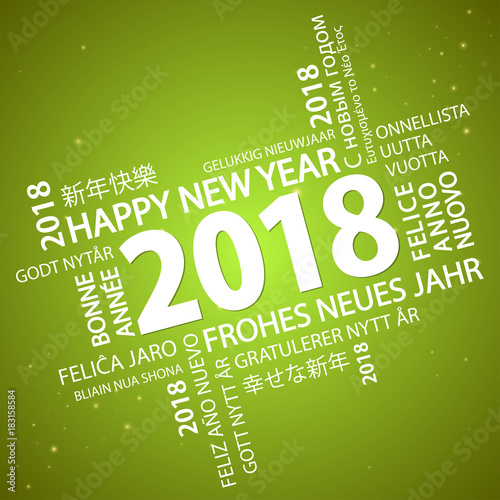 word cloud with new year 2018 greetings