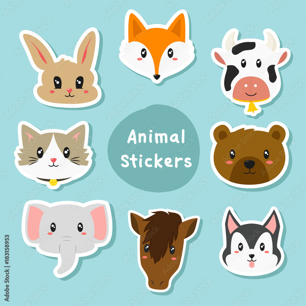 cute animals sticker set cute animals sticker set