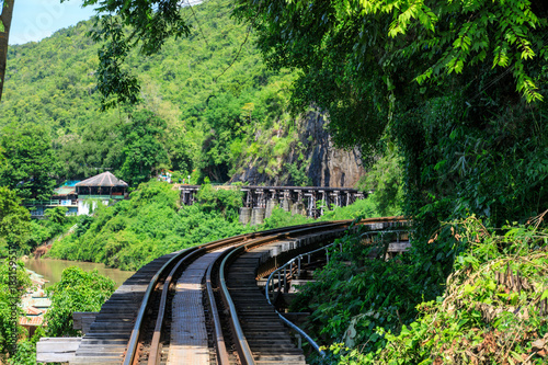 Railway of history in world war 2nd, Kanchanaburi province, Thailand. photo