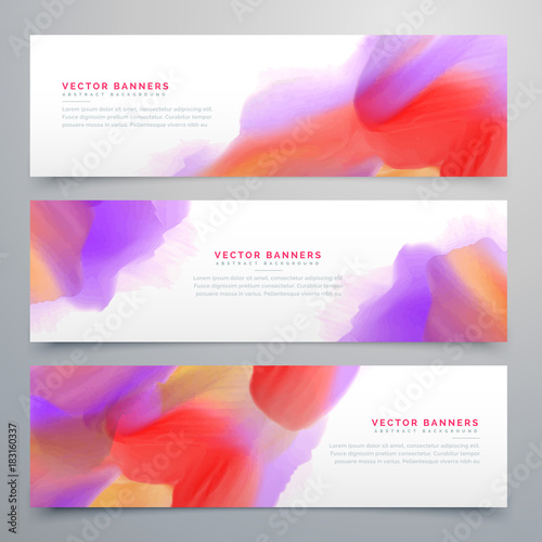 vibrant watercolor web headers set background