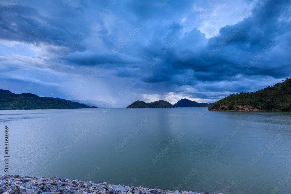 Landscape of Srinakharin dam Kanchanaburi province, Thailand.
