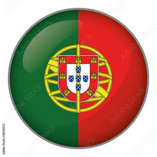 Icon representing button flag of Portugal. Ideal for catalogs of institutional materials and geography