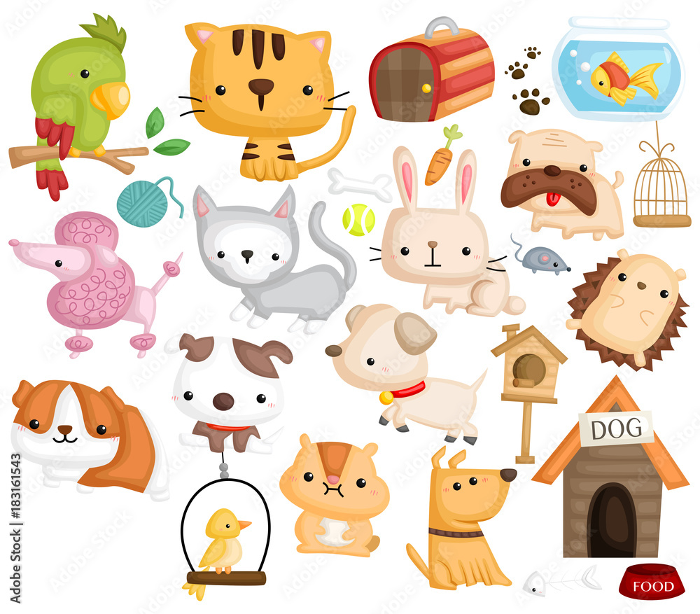 Obraz premium Pet Animal Vector Set