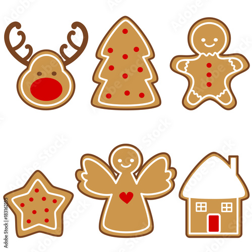 cute cartoon vector set gingerbread christmas cookies