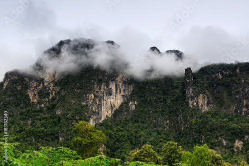 Landscape sea of mist in Kanchanaburi province  border of Thailand and Myanmar. © Nakornthai