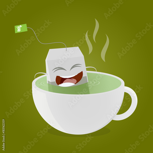 teabag taking a bath in cup of tea clipart