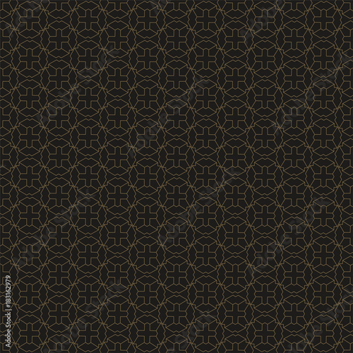 Black background, geometric seamless pattern texture for any purpose. Abstract modern model. Vector image