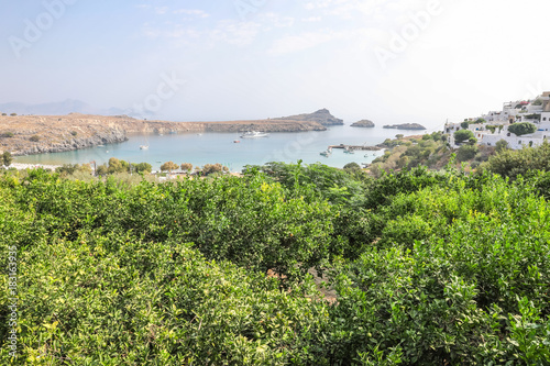 Western bay in Lindos on the island of Rhodes, Greece photo