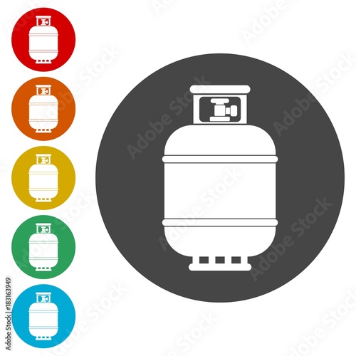 Gas bottle icon, Gas tank icon in flat style