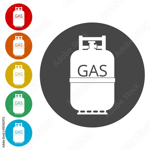 Gas bottle icon, Gas tank icon in flat style