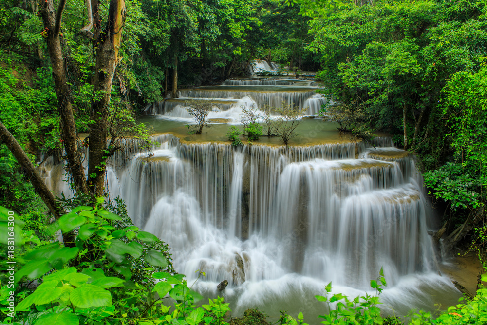 Huai-mae-kha-min waterfall, Beautiful waterwall in nationalpark of Kanchanaburi province, ThaiLand.