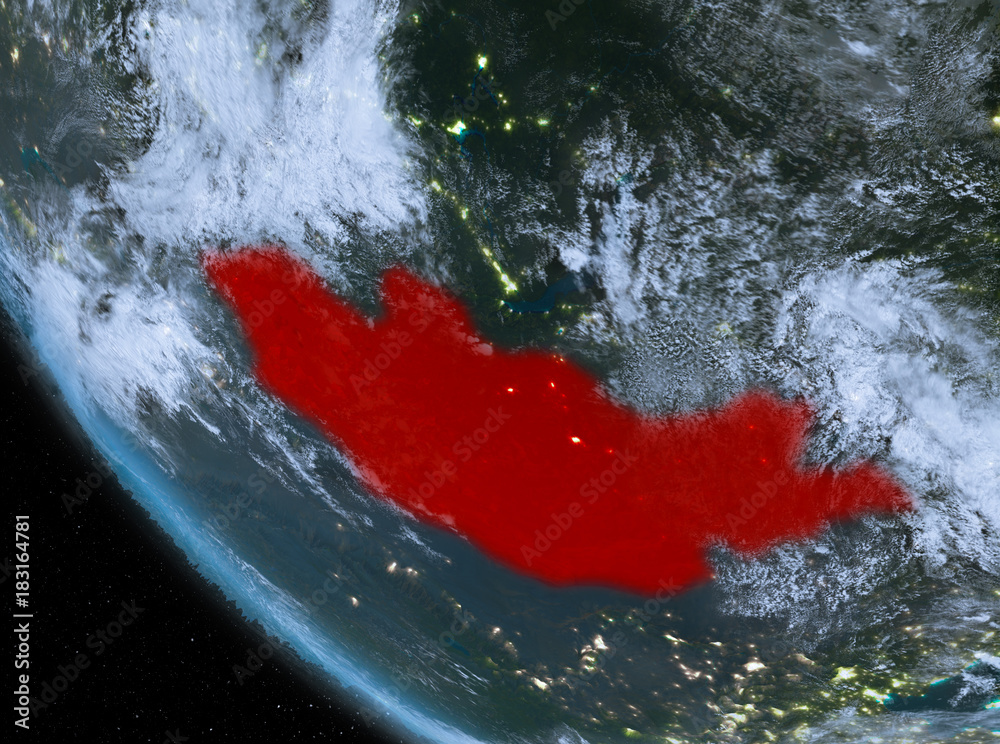 Night view of Mongolia on Earth