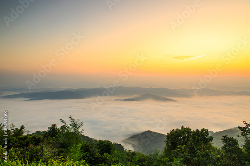 Doy-sa-merh-dow, Landscape sea of mist in national park of Nan province  Thailand.