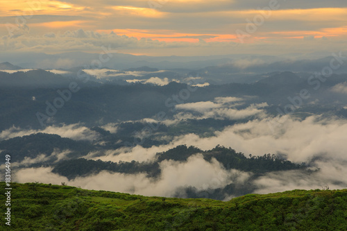 Landscape sea of mist in Kanchanaburi province  border of Thailand and Myanmar.