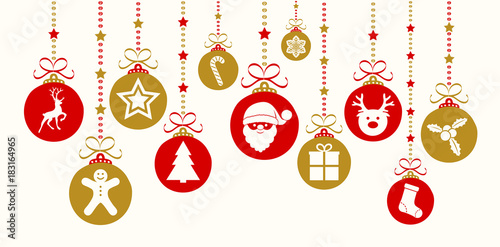 Decorative Christmas ornaments with copyspace. Vector.