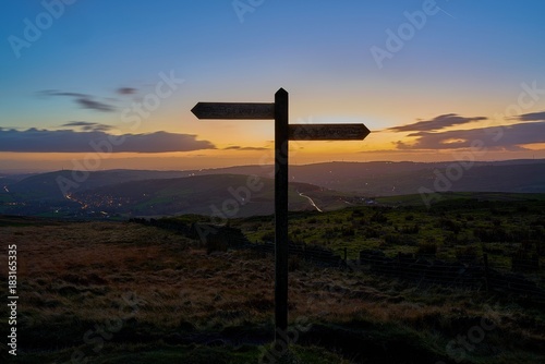 North-south signposts on the Pennine Way, along the backbone of England. photo