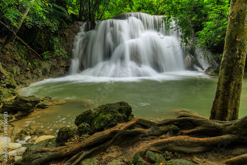 Huai-mae-kha-min waterfall  Beautiful waterwall in nationalpark of Kanchanaburi province  ThaiLand.