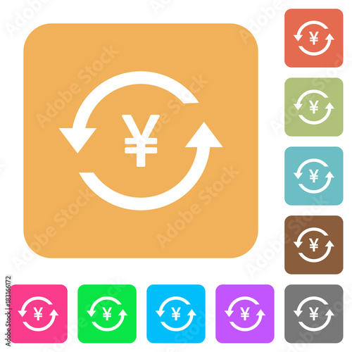 Yen pay back rounded square flat icons