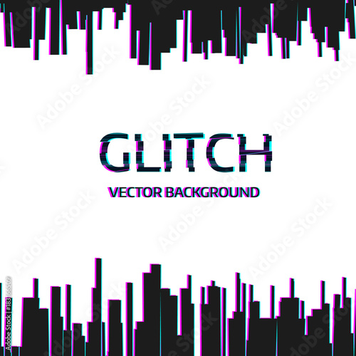 Template design banner glitch style. Vector distorted background texture. Computer screen error.