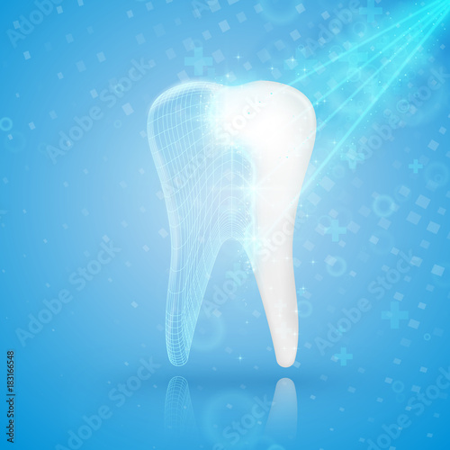 Abstract medical background. Tooth reconstruction.
