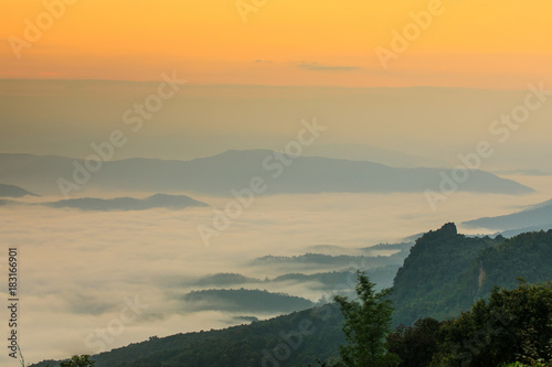 Doy-sa-merh-dow, Landscape sea of mist in national park of Nan province Thailand.