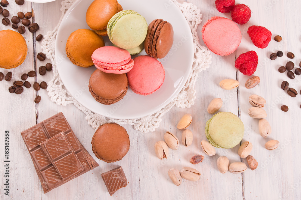Colorful macarons. Colorful macarons.