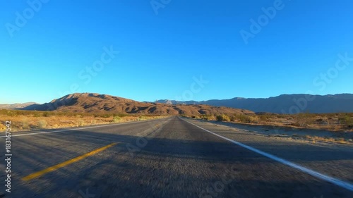 Anza Borrego California desert sunrise driving car mount time lapse on route S22. photo