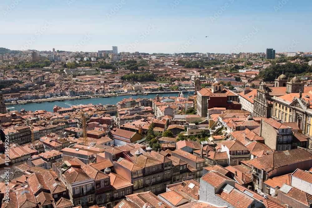 Top view of the historical centre of Porto
