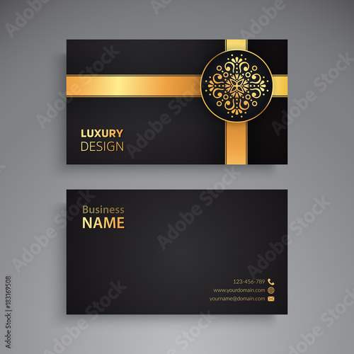 Business Card. Vintage decorative elements. Ornamental floral business cards or invitation with mandala