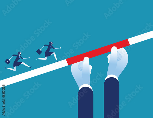Support. Manager helping his team. Concept business vector illustration. Flat design style.