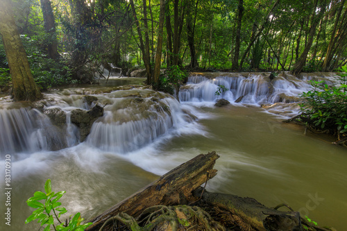 Kerng-kra-Vea waterfall  Beautiful waterwall in  nationalpark of Kanchanaburi province  ThaiLand.