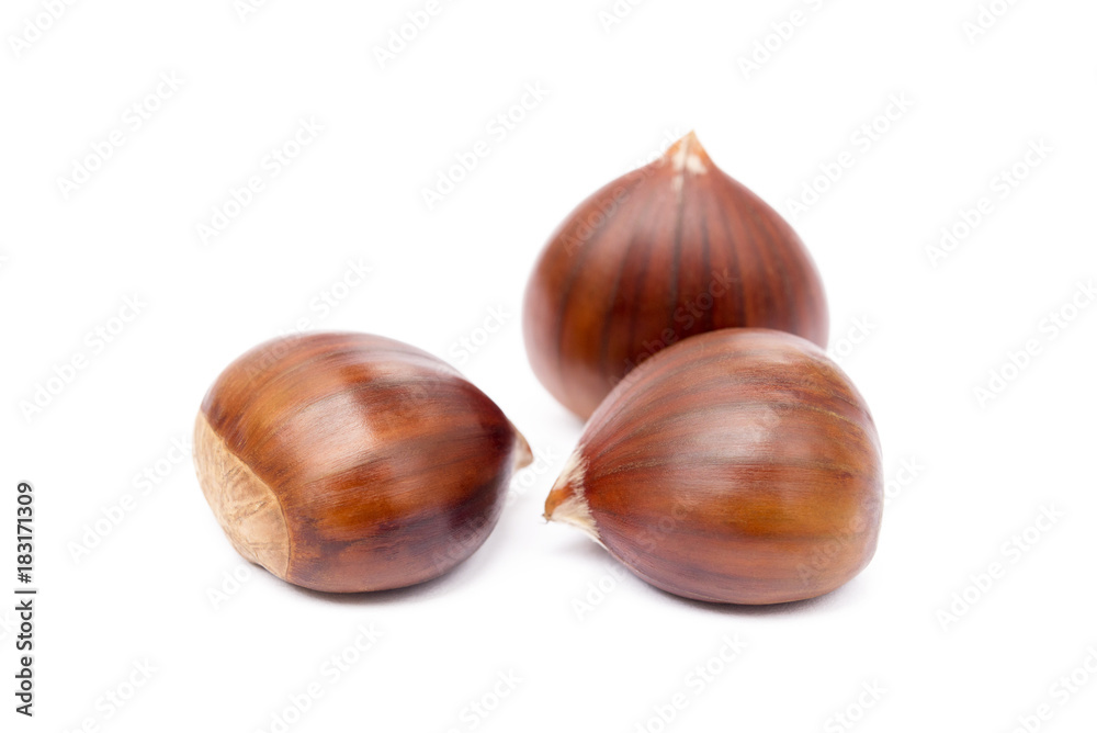 Chestnuts isolated on white background Chestnuts isolated on white background