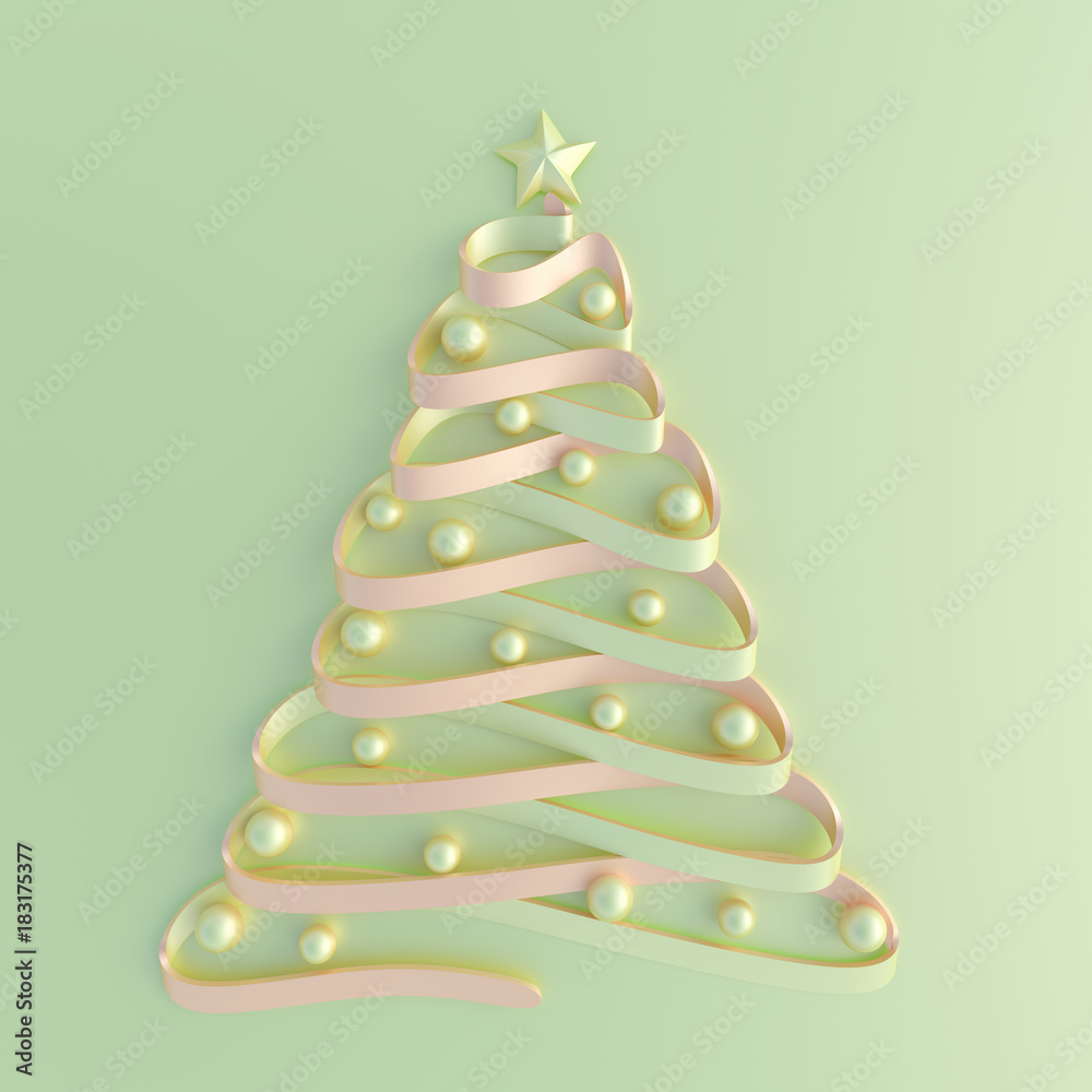 Christmas Tree Shaped Ribbon. Concept image of a christmas tree shaped ribbon in pastel colors. Christmas Tree Shaped Ribbon. Concept image of a christmas tree shaped ribbon in pastel colors.