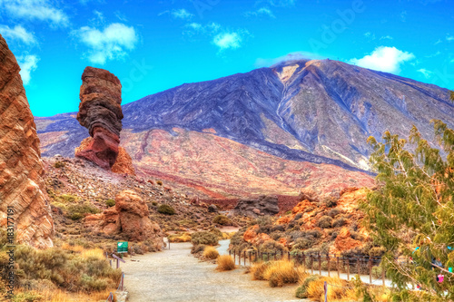 Teide volcanic mountain and famous Roques de Garcia in National Park of Tenerife, Spain