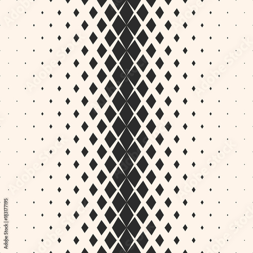 Vector geometric seamless pattern with rhombuses, diamonds. Halftone transition