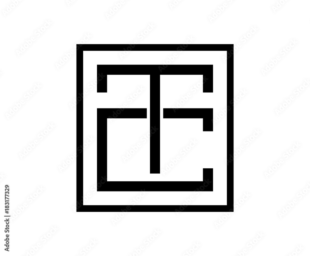 Square Line Art Initial Letter TC Monogram Logo Stock Vector | Adobe Stock