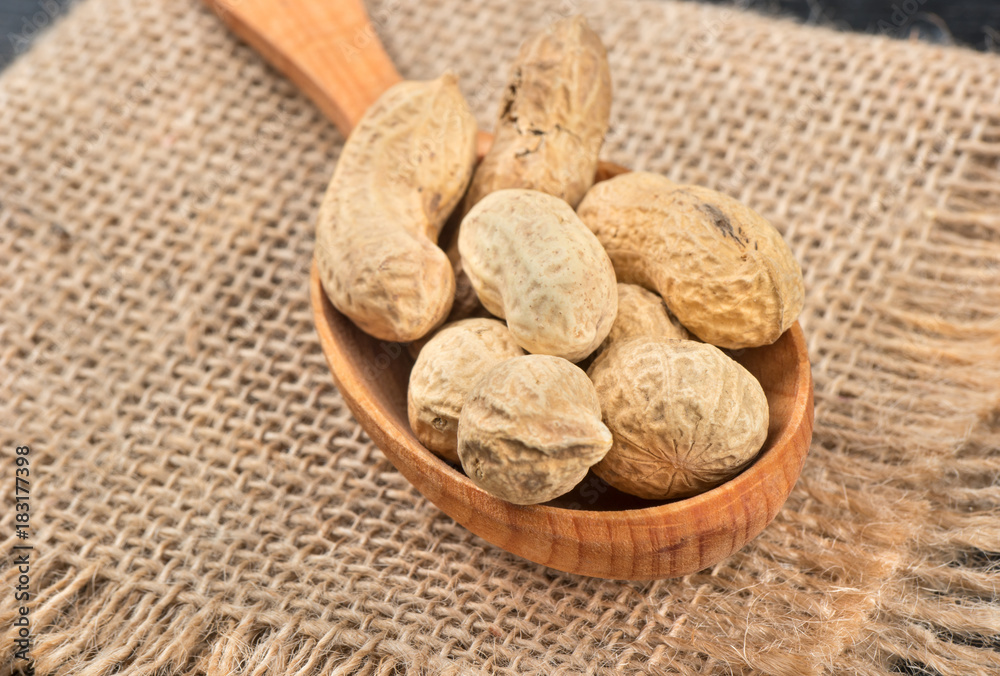 Peanut in shell in spoon Peanut in shell in spoon