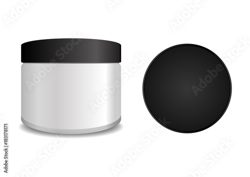 Big white  tube with round black cap. Vector packaging mock up template. Mock up for your design