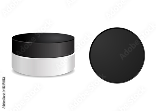 White tube with black round cap. Vector packaging mock up template. Mock up for your design