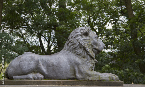 metal sculpture of lion