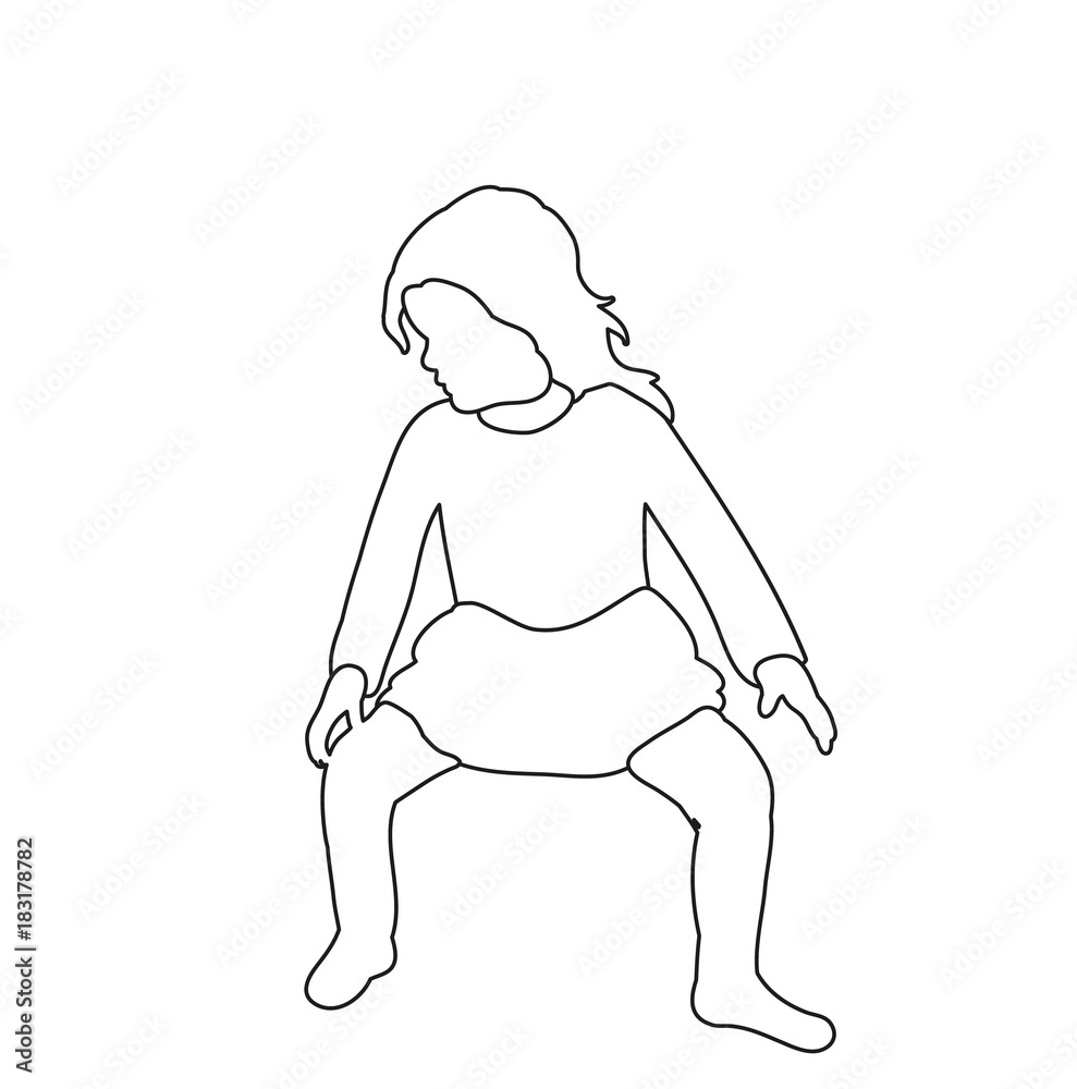 isolated little girl sketch isolated little girl sketch