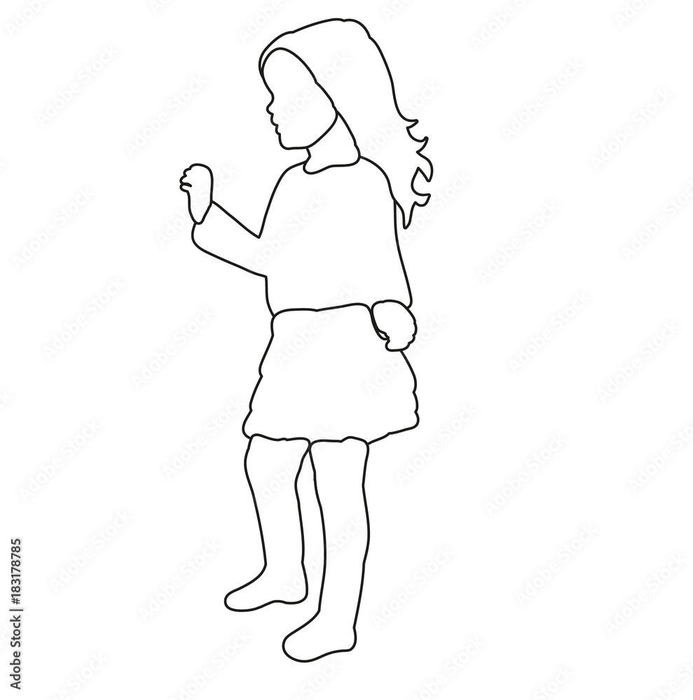 vector, isolated sketch little girl dancing vector, isolated sketch little girl dancing