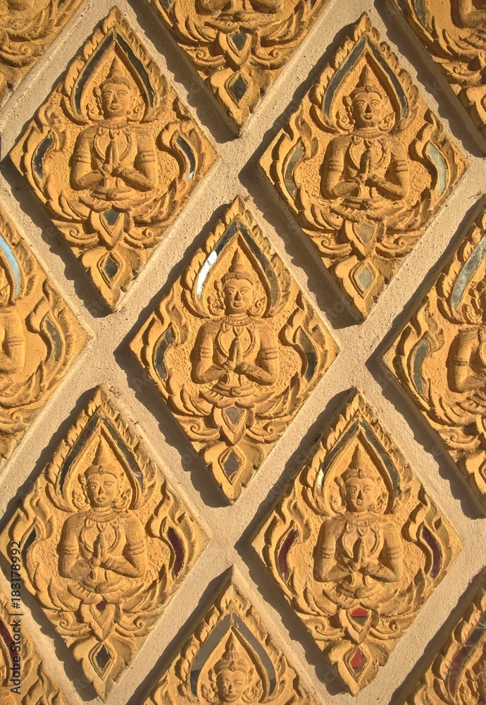 Angel decoration stones in a Lampang temple, Thailand