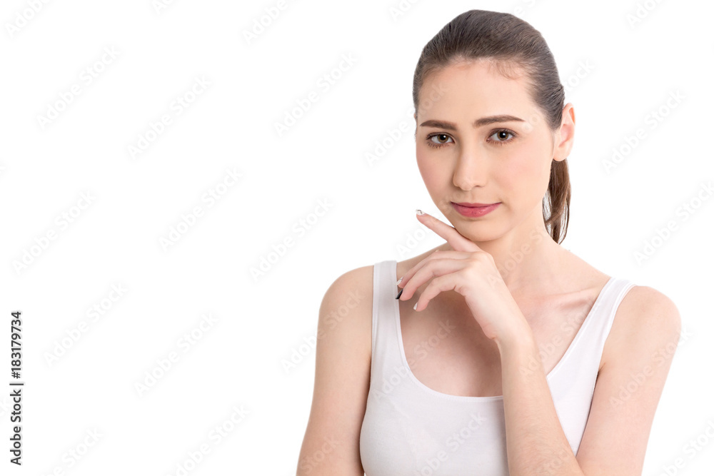 Beautiful woman beauty health care.beauty and spa.perfect fresh skin isolated on white background Beautiful woman beauty health care.beauty and spa.perfect fresh skin isolated on white background