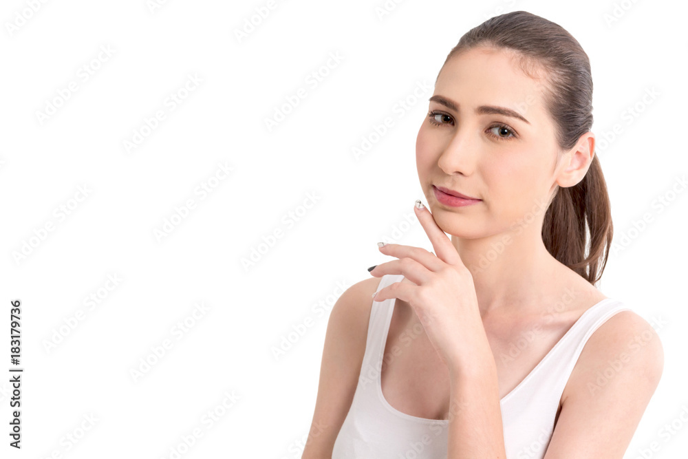 Beautiful woman beauty health care.beauty and spa.perfect fresh skin isolated on white background Beautiful woman beauty health care.beauty and spa.perfect fresh skin isolated on white background
