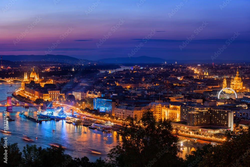 Budapest City At Twilight In Hungary