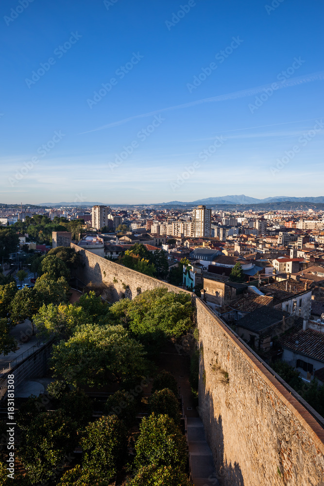 Fototapeta premium Passeig de la Muralla in City of Girona in Catalonia, Spain