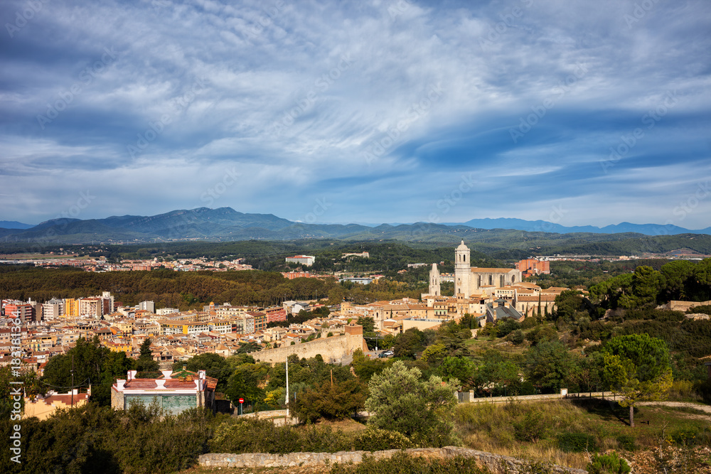 Girona City and Province Landscape in Catalonia, Spain